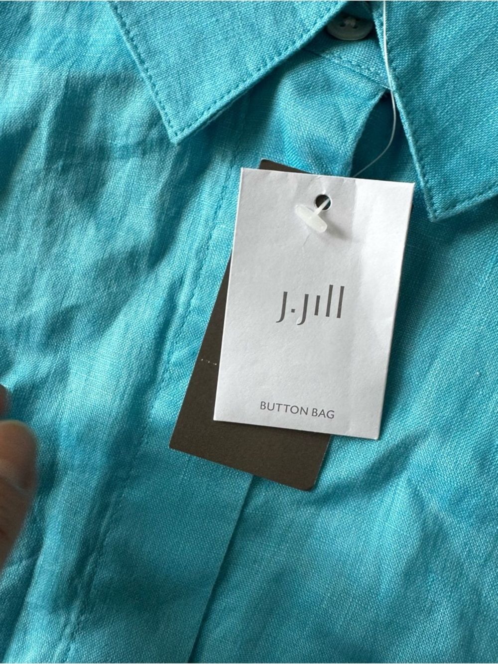 J. Jill Aqua Blue Turquoise Long-Sleeve Linen Button-Down Shirt Women's 3XL NWT - Picture 4 of 10